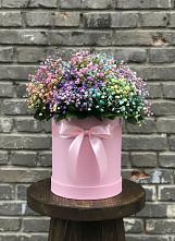 Цветочная композиция из Гипсофила и Розы в шляпной коробке #REPLACE_PRED# Капустин Яре
