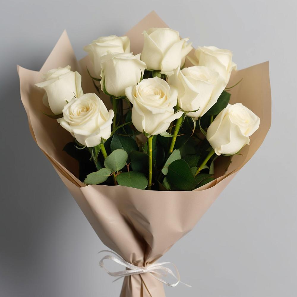 Букет 9 Белых роз Эдлесс Лав в Капустин Яре