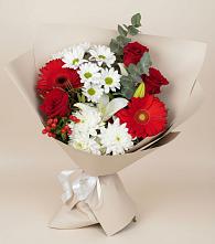 Букет цветов из:  Розы, Хризантемы, Герберы и Лилии #REPLACE_PRED# Капустин Яре