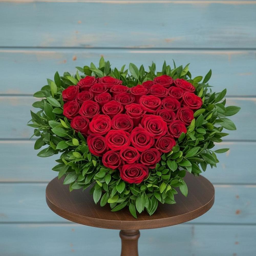 Цветочная композиция из Розы в виде сердца в Капустин Яре