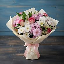 Букет цветов из:  Хризантемы, Альстромерии и Розы в Капустин Яре